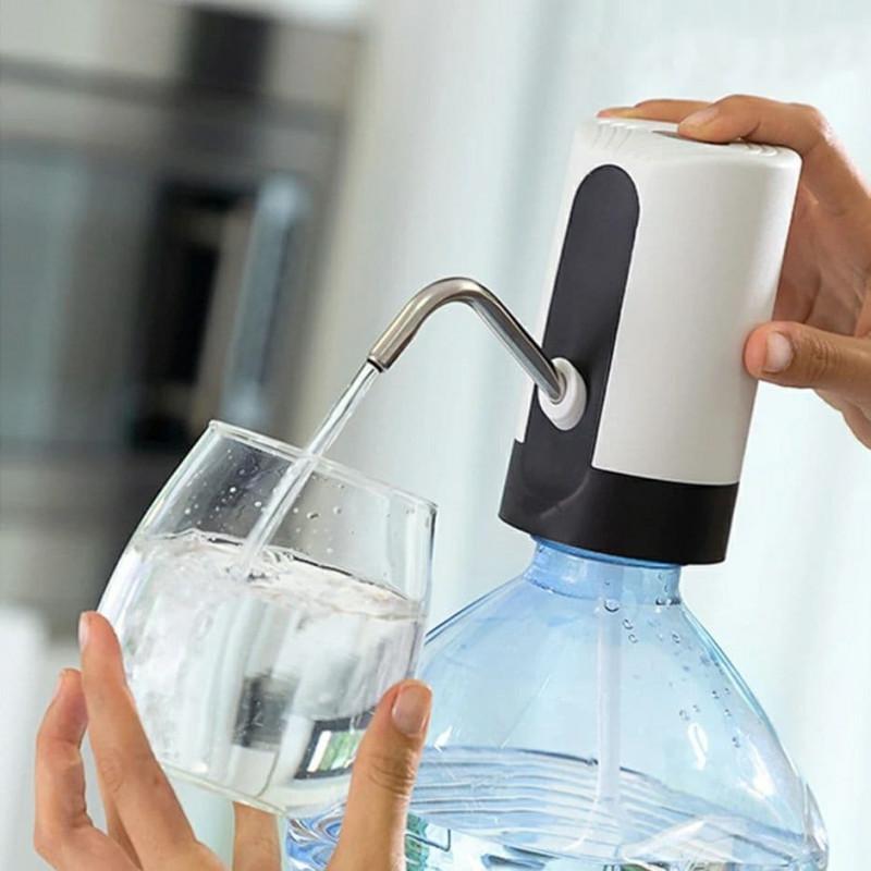 Fitcure™ Premium Automatic Electric Water Bottle Pump | Wireless USB Rechargeable Drinking Water Dispenser Pump with LED Switch for 20L Can & Bottles (White & Black)