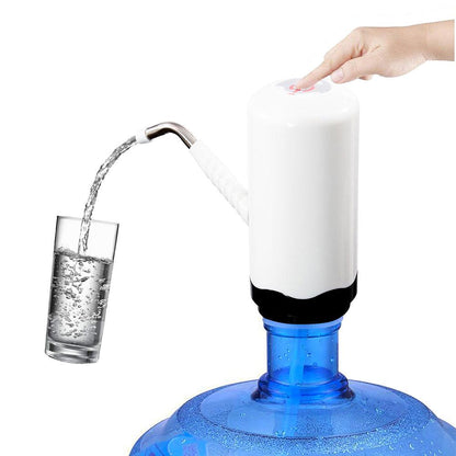 Fitcure™ Premium Automatic Electric Water Bottle Pump | Wireless USB Rechargeable Drinking Water Dispenser Pump with LED Switch for 20L Can & Bottles (White & Black)
