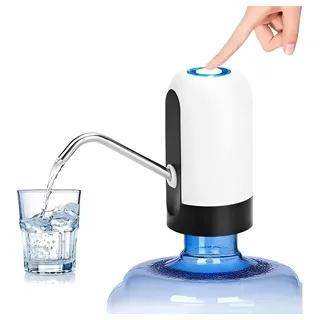 Fitcure™ Premium Automatic Electric Water Bottle Pump | Wireless USB Rechargeable Drinking Water Dispenser Pump with LED Switch for 20L Can & Bottles (White & Black)