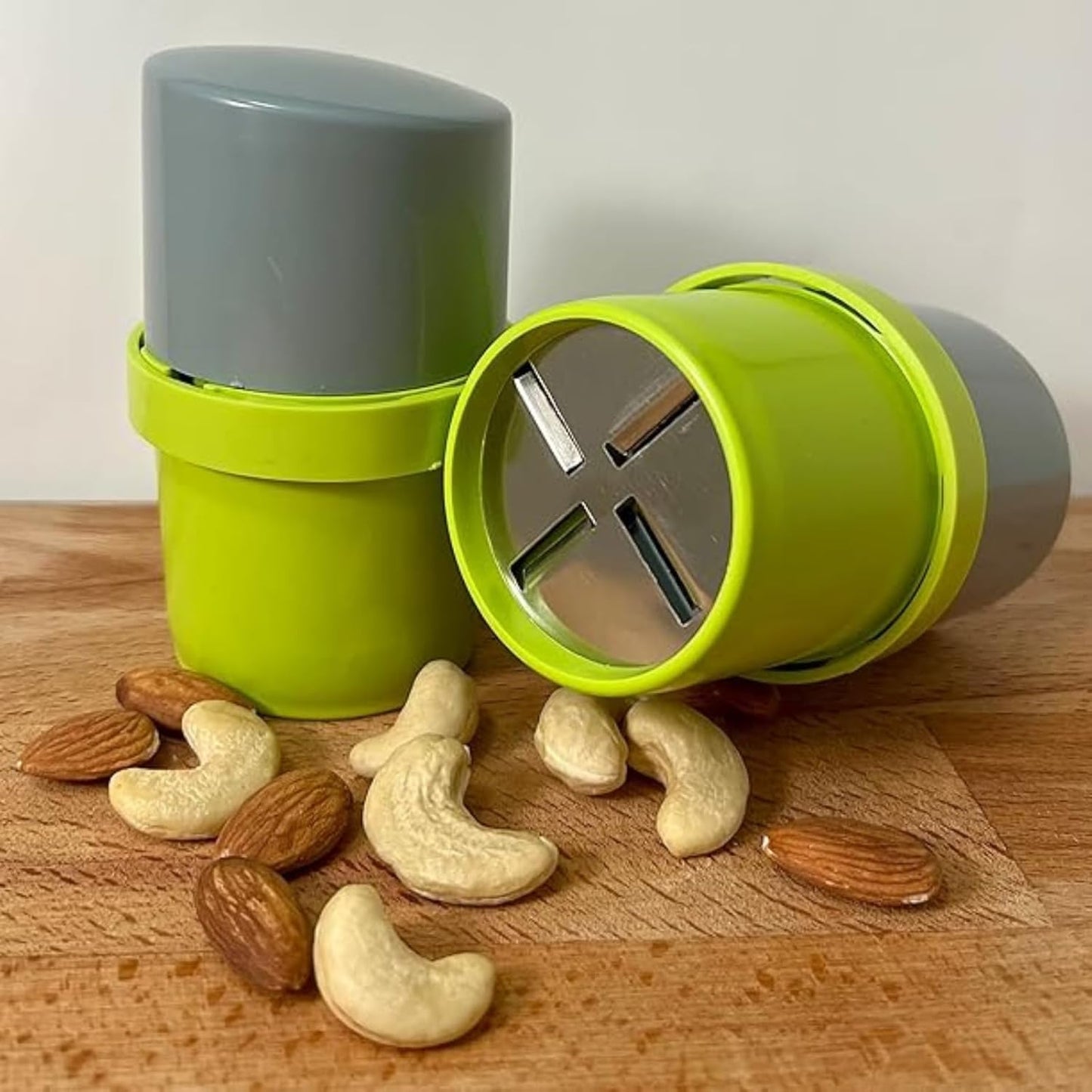 Fitcure™ Premium Dry Fruit Cutter & Slicer | Multi-Functional Stainless Steel Blade Nut Grinder & Chopper for Kitchen, Sweets & Garnishing (Green & Gray)