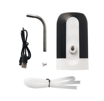 Fitcure™ Premium Automatic Electric Water Bottle Pump | Wireless USB Rechargeable Drinking Water Dispenser Pump with LED Switch for 20L Can & Bottles (White & Black)