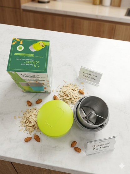 Fitcure™ Premium Dry Fruit Cutter & Slicer | Multi-Functional Stainless Steel Blade Nut Grinder & Chopper for Kitchen, Sweets & Garnishing (Green & Gray)