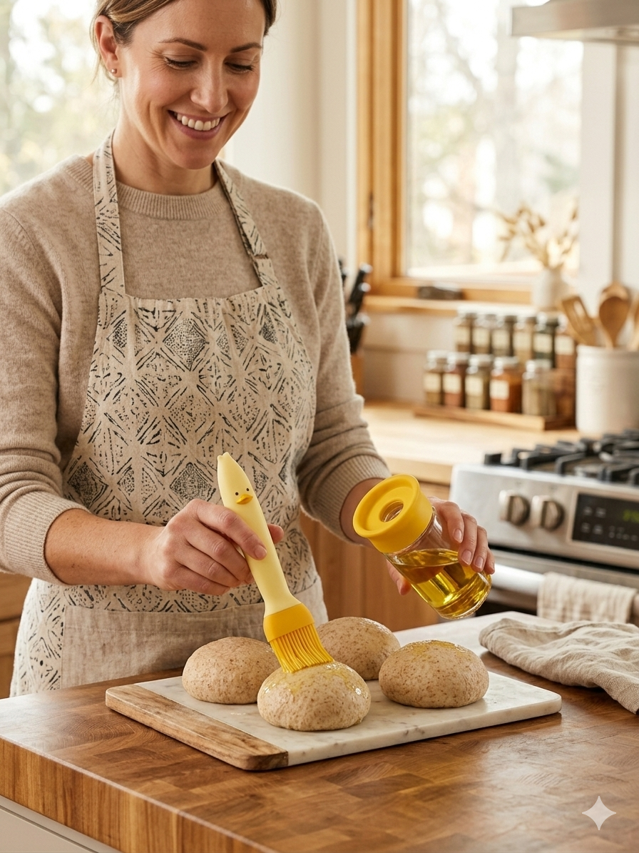 Fitcure™ Cute Duck Silicone Oil Dispenser with Bastings Brush | 2-in-1 Unbreakable Transparent Glass Oil Bottle for Cooking, Baking, BBQ & Air Fryer (Yellow)
