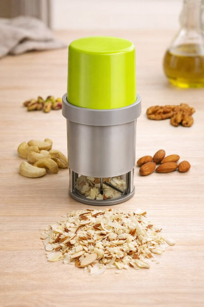 Fitcure™ Premium Dry Fruit Cutter & Slicer | Multi-Functional Stainless Steel Blade Nut Grinder & Chopper for Kitchen, Sweets & Garnishing (Green & Gray)