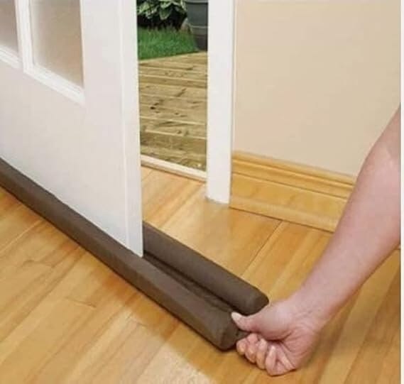 Fitcure™ Premium Double-Sided Door Bottom Draft Stopper | Pack of 2 Heavy Duty Door Guard for Noise reduction, Insect Protector & AC Power Saving (Brown)