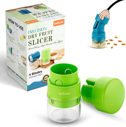 Fitcure™ Premium Dry Fruit Cutter & Slicer | Multi-Functional Stainless Steel Blade Nut Grinder & Chopper for Kitchen, Sweets & Garnishing (Green & Gray)