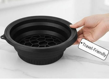 Fitcure™ Premium Silicon Ice Bowl for Face Glow | Collapsible Facial Ice Water Dipping Bowl for Skin Tightening, Acne Relief & Puffy Eyes (Black)