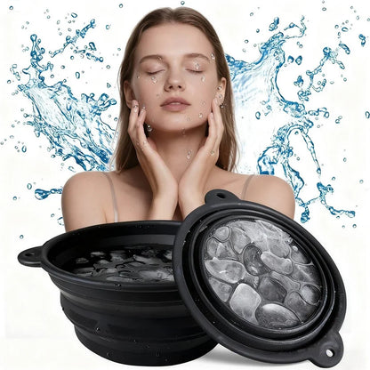 Fitcure™ Premium Silicon Ice Bowl for Face Glow | Collapsible Facial Ice Water Dipping Bowl for Skin Tightening, Acne Relief & Puffy Eyes (Black)