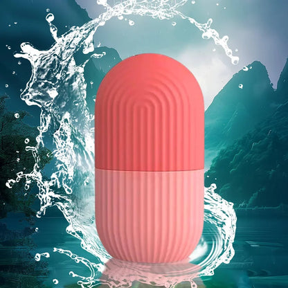 Fitcure™ Premium Ice Roller for Face & Eye Puffiness Relief | Pack of 2 Silicone Ice Contour Roller Mold for Skin Glow, Fine Lines & Massaging (Pink & Orange)