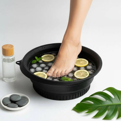Fitcure™ Premium Silicon Ice Bowl for Face Glow | Collapsible Facial Ice Water Dipping Bowl for Skin Tightening, Acne Relief & Puffy Eyes (Black)