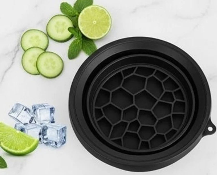 Fitcure™ Premium Silicon Ice Bowl for Face Glow | Collapsible Facial Ice Water Dipping Bowl for Skin Tightening, Acne Relief & Puffy Eyes (Black)